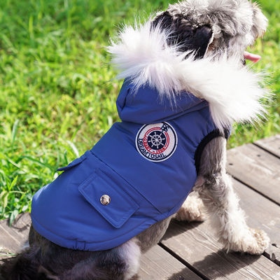 Aanpassingsservice geleverd mode luxe winterhondenkleding met bont kraag hoodie