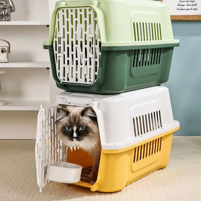 Cat Carrier Pet Travel Bag Multifunctionele transportkooi voor huisdieren Draagbaar met plastic deur