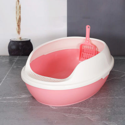 Hoge zijkant PP plastic kattenwc grote anti-spatten open bovenste kattenbak voor binnenshuis