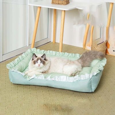 Zacht anti-slip onderkant vierkant huisdier kattenbed voor katten of kleine honden wasbaar ODM-ontwerpen
