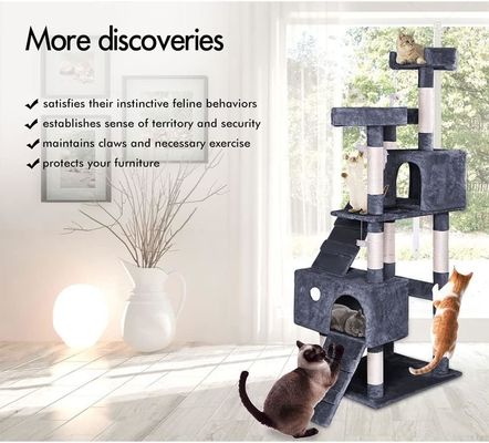 ODM Designs Luxe Natuurhout Huisdierenmeubelen Grote Klimkattenboom Voor Houten Grote Katten Twee Kleuren Sisal touw
