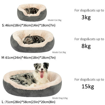Solid Pattern Soft Corduroy Faux Fur Wasbaar Huisdier Bed voor Katten en Honden Aanpassing