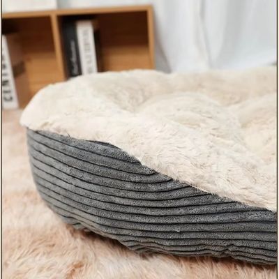 Solid Pattern Soft Corduroy Faux Fur Wasbaar Huisdier Bed voor Katten en Honden Aanpassing