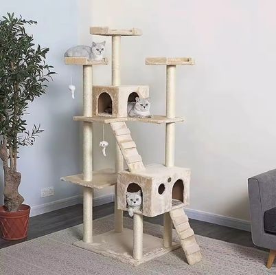Verbeter het comfort en het spel van uw kat met meervoudige houten kattenkrabbermeubels