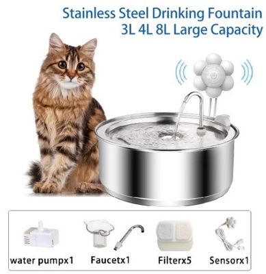 Roestvrij staal huisdier drinkwater fontein Automatische water dispenser 3L capaciteit