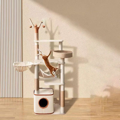 Function Fun Play 143cm klassieke kattenboom met dubbele appartementen en Sisal Cat Scratching Post