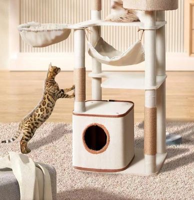 Function Fun Play 143cm klassieke kattenboom met dubbele appartementen en Sisal Cat Scratching Post