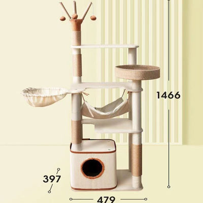 Function Fun Play 143cm klassieke kattenboom met dubbele appartementen en Sisal Cat Scratching Post