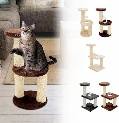ODM Design Kattenmeubilair Beige Spinboard Klimboom met Sisal Column en Plush Hammock