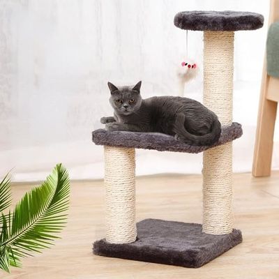 Houten kattentoren klimkader met geïntegreerd nest en meervlakkige klimkolom