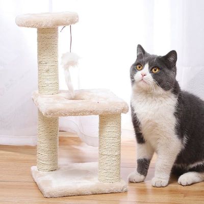 Houten kattentoren klimkader met geïntegreerd nest en meervlakkige klimkolom