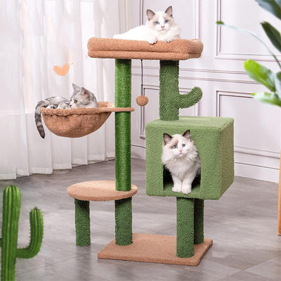 Duurzame Cactus Cat Tree 30 inch hoge Multi-Level Cat Tower voor Plezier Speel en Cat Condo
