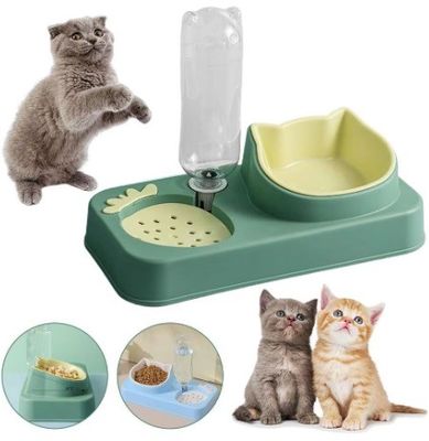 15 graden kantel kattenbakvoeder 2 in 1 ABS plastic voedingsmiddel voor huisdieren
