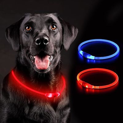 LED gloeiende hondenkraag met aangepast logo USB oplaadbaar waterdicht 3 flitsende modi