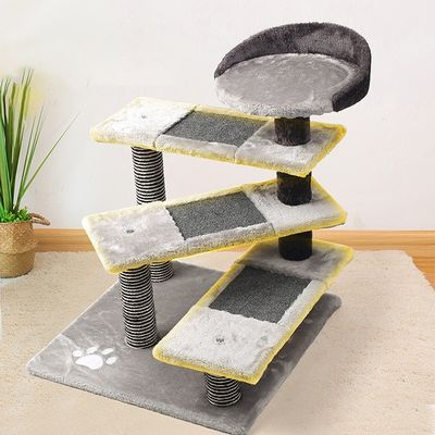 ODM Grijs Hout Moderne Kat Klimkader Deluxe Sisal Cat Tree House Scratcher
