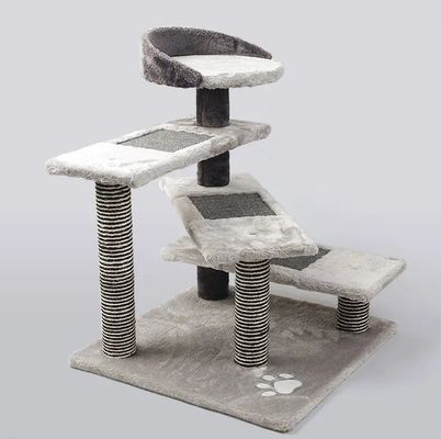 ODM Grijs Hout Moderne Kat Klimkader Deluxe Sisal Cat Tree House Scratcher