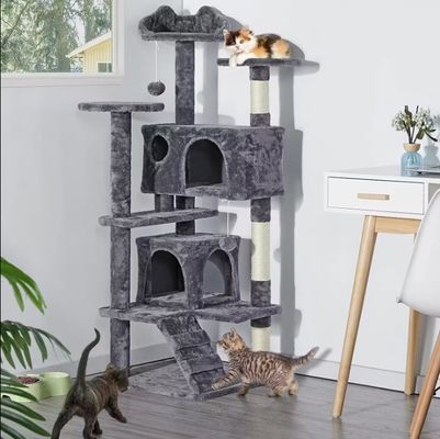 Leuk spel Plush huisdier speelgoed Kattenboom met stevige krabbelpalen en groot klimkader
