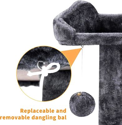 OEM/ODM Custom Luxury Dark Grey Plush Wood Multi-storey Cat Villa met klimboom