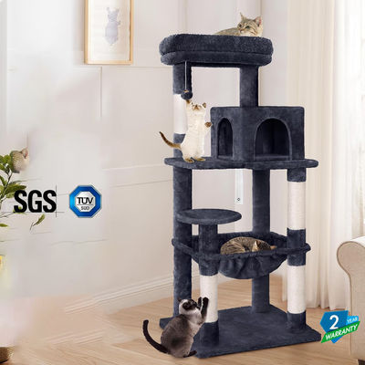 Op maat gemaakte dienst Bied 143cm Kattenboom met Plush Perch Multi-Level Cat Tower