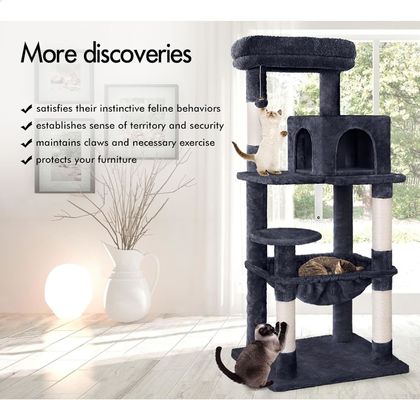 Op maat gemaakte dienst Bied 143cm Kattenboom met Plush Perch Multi-Level Cat Tower