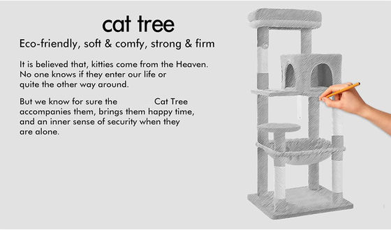 Op maat gemaakte dienst Bied 143cm Kattenboom met Plush Perch Multi-Level Cat Tower