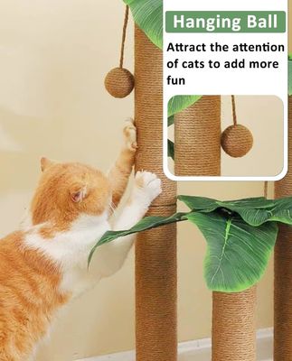 Cat Coconut Palm Tree Klimkader met natuurlijke Sisal Scratch Pole en Hangende Ballen