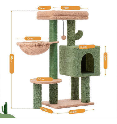 Houten moderne kat Sisal Scratcher Cactus Kattenboom met hangmat en krabbelstok