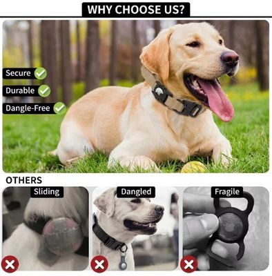 Hondenhalsband Eco-vriendelijk Nylon verstelbare huisdierhalsband met Air Tag GPS tracker honden leidt