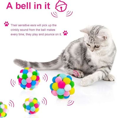 Voordelen voor huisdieren Kattenbal Speelgoed Kleurrijke handgemaakte klokken Bouncy Balls Catnip Interactief Speelgoed