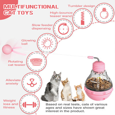 Speelende kattenstok Kattenbehandeling Dispenser Voedsellekkage Lamp Roterende flitser Tumbler