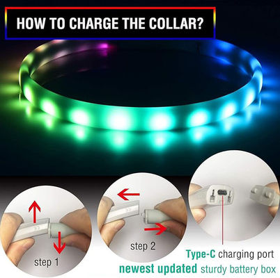 Aanpassingsservice geleverd Waterdicht USB oplaadbaar siliconen LED hondenkraag