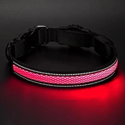 Verstelbare USB oplaadbare super helder veiligheidslicht Led honden kraag voor actieve honden