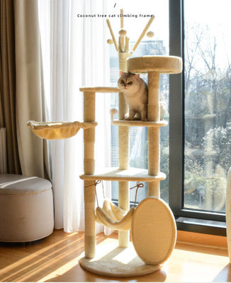 Voordelen Hout Modern Kat Sisal Scratcher Multi Level Kat Klim Frame en Hammock