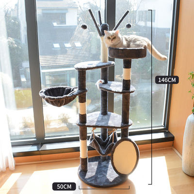 Voordelen Hout Modern Kat Sisal Scratcher Multi Level Kat Klim Frame en Hammock