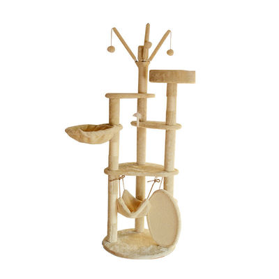 Voordelen Hout Modern Kat Sisal Scratcher Multi Level Kat Klim Frame en Hammock