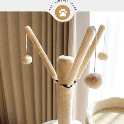 Voordelen Hout Modern Kat Sisal Scratcher Multi Level Kat Klim Frame en Hammock