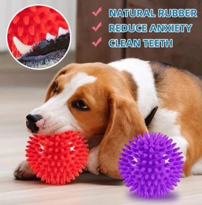 Gepersonaliseerd logo Acceptabel Bestseller TPR Squeaky Spike Ball Dog Toy voor honden en huisdieren