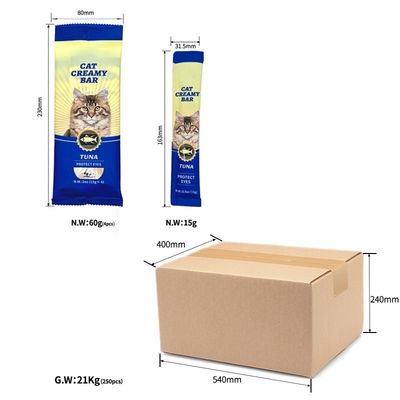 Vers vlees Snack Cat Strip Drie smaken tonijn Cat Hydratatie Pack voor de bescherming van de gezondheid