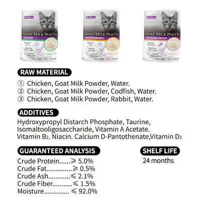 Katten Snacks Kip Konijn Kabeljauw Honden Lekkerheden Geitenmelk Poederzak Katten Vochtvoervoerder