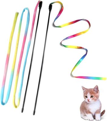 Multicolor Stof Cat Teaser Stick Duurzaam trainingsspeelgoed met gemakkelijke tandheelkundige functie