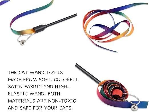 Multicolor Stof Cat Teaser Stick Duurzaam trainingsspeelgoed met gemakkelijke tandheelkundige functie