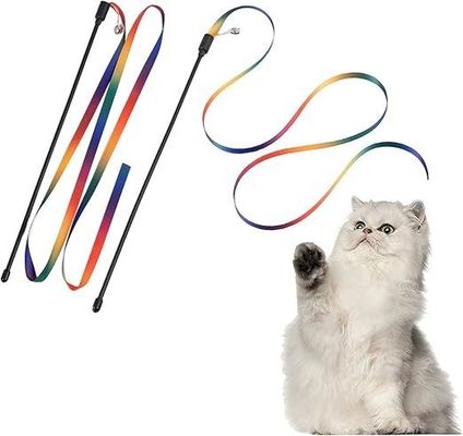 Multicolor Stof Cat Teaser Stick Duurzaam trainingsspeelgoed met gemakkelijke tandheelkundige functie
