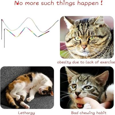 Multicolor Stof Cat Teaser Stick Duurzaam trainingsspeelgoed met gemakkelijke tandheelkundige functie