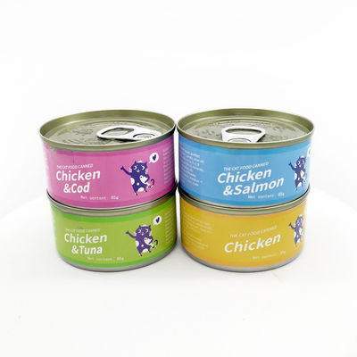 Warm ingeblikt kattenvoer Snacks 85g Wit vlees Alimentos Zalm Kip Perfecte snack voor katten
