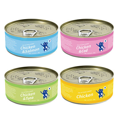 Warm ingeblikt kattenvoer Snacks 85g Wit vlees Alimentos Zalm Kip Perfecte snack voor katten