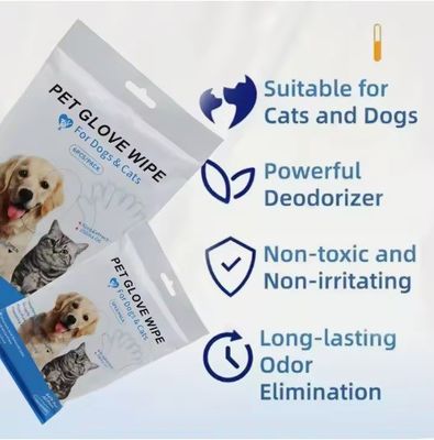 Gepersonaliseerd logo Acceptabel 6PCS Pack Huisdier Reiniging Handschoenen voor PET Grooming natte doekjes