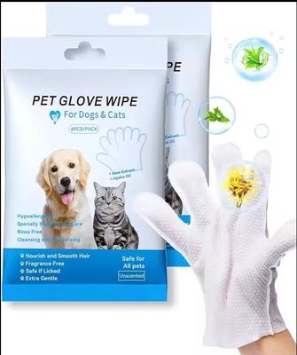 Niet-geweven blauwe verpakking schoonmaak wegwerphandschoenen voor huisdieren schoonmaakhandschoenen natte doekjes voor honden katten