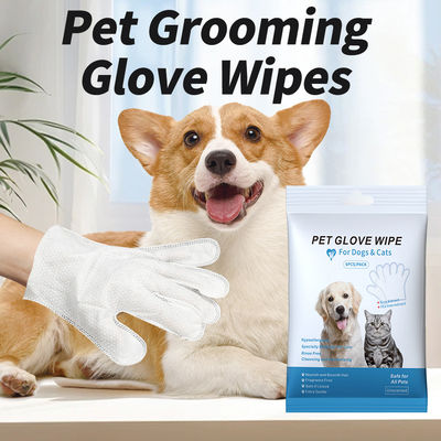 Gepersonaliseerd logo Acceptabele niet-geweven schoonmaakhandschoenen voor huisdieren voor honden en katten 6 stuks/1 zak