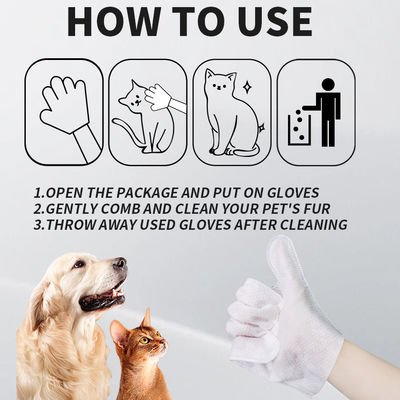 Gepersonaliseerd logo Acceptabele niet-geweven schoonmaakhandschoenen voor huisdieren voor honden en katten 6 stuks/1 zak