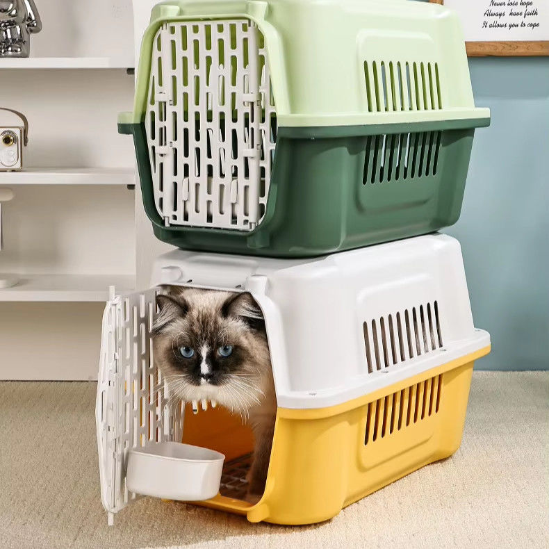 Cat Carrier Pet Travel Bag Multifunctionele transportkooi voor huisdieren Draagbaar met plastic deur